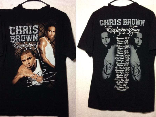 Chris Brown 2 sides black T-shirt