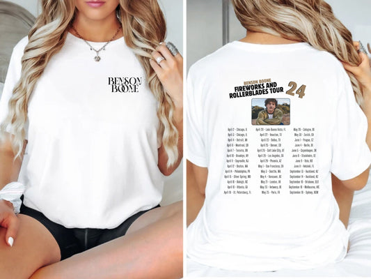 Benson Boone Shirt, Fireworks and Rollerblades World Tour 2024 Shirt