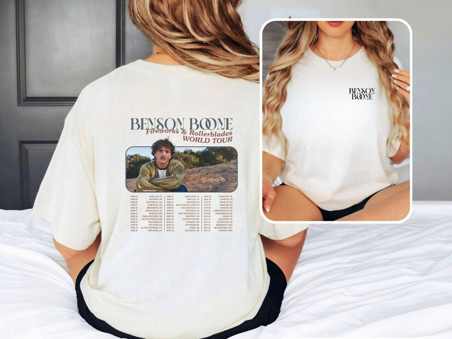 Benson Boone Shirt, Fireworks and Rollerblades World Tour 2024 Concert Shirt
