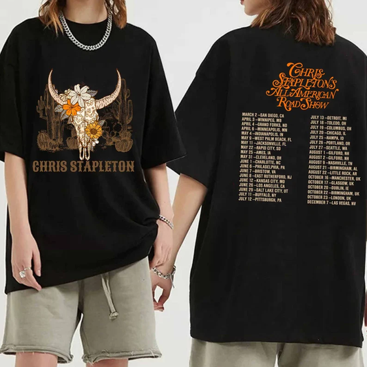 Chris Stapleton All American Road Show 2024 Tour Double Sided Shirt