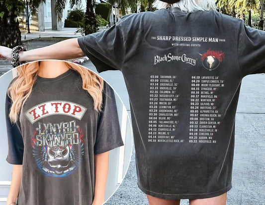 Lynyrd Skynyrd Z-Z Top Tour 2024 Shirt, Sharp Dressed Simple Man US Tour T Shirt