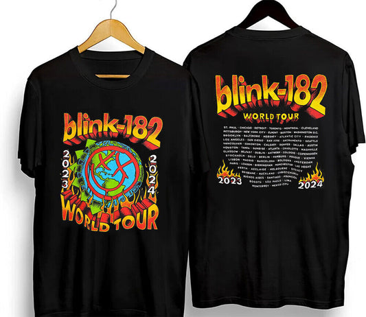 B182 Shirt World Tour 2023 2024 Flames Graphic Band T-Shirt