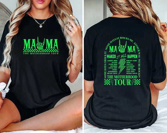 Mama rock tour shirt, mom life, concert tee, rock and roll, motherhood world tour
