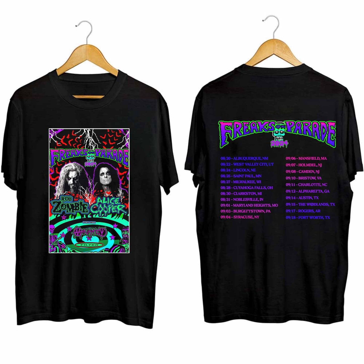 Rob Zombie and Alice Coopers 2024 Tour Shirt