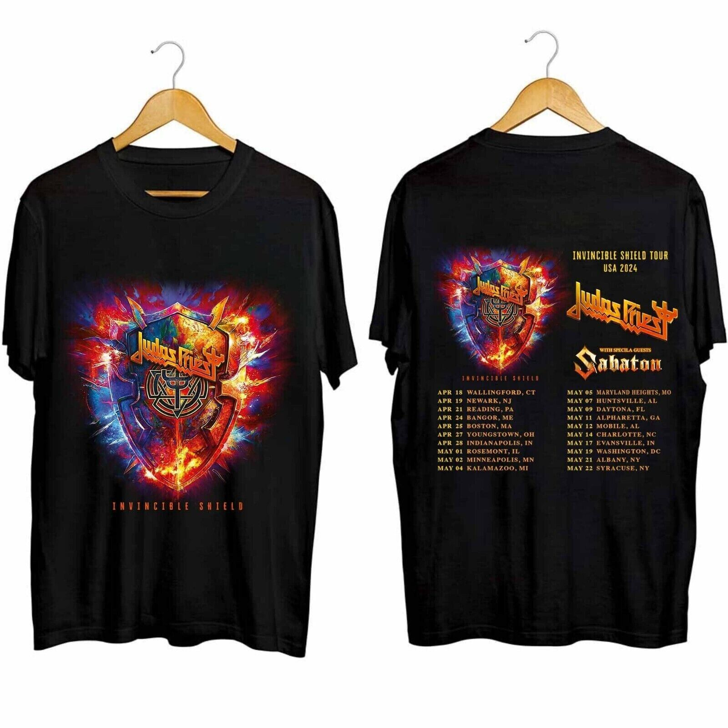 Judas Priest Invincible Shield Music Tour 2024 Black T-Shirt