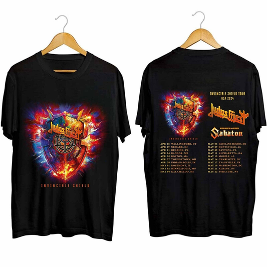 Judas Priest Invincible Shield Music Tour 2024 Black T-Shirt