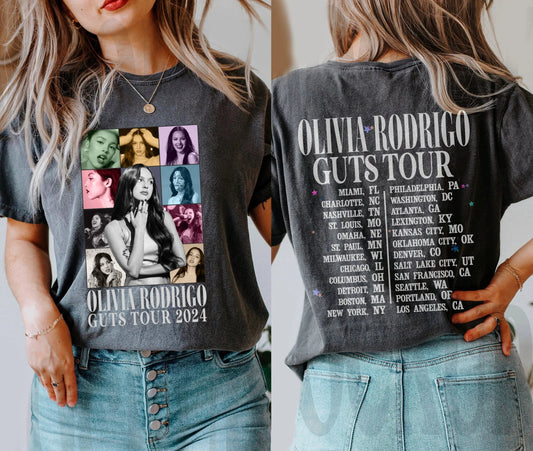2 Sided Olivia Rodrigo Guts Tour 2024 Shirt, The Guts World Tour 2024 Shirt