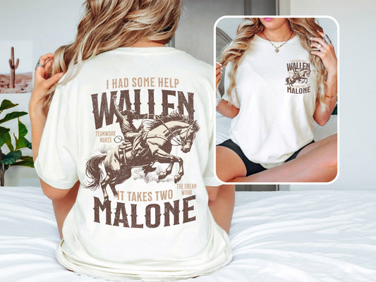 I Had Some Help Wallen And Malone Tee, Country Music Graphic Tee, Cowboy Shirt