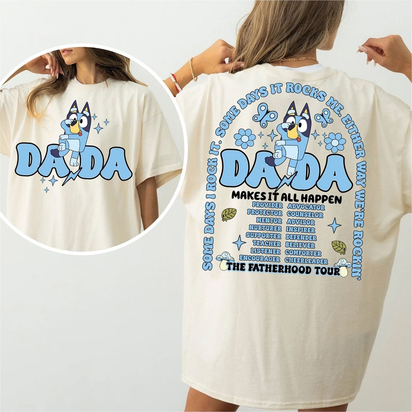 Fatherhood Tour Shirt, Blue Dog Dad Shirt, Some Days I Rock It Shirt