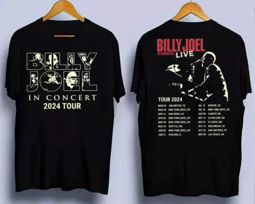 Billy Joel In Concert Music Tour 2024 Black T-shirt