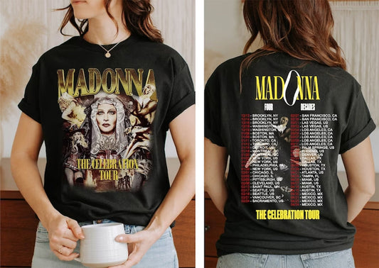 Madonna The Celebration Tour Four Decades Music Tour 2024 Double Side Shirt