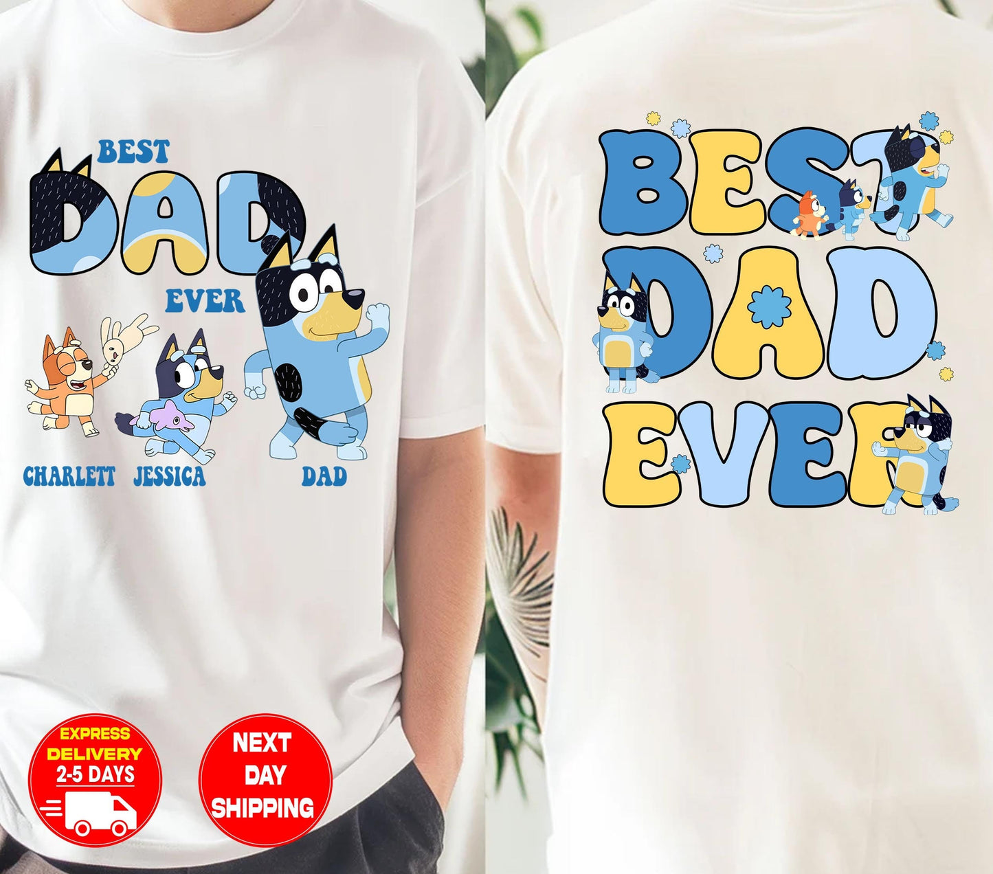 Best Dad Ever Custom Name Funny BlueyDad Dad Shirt, Rad Like Dad
