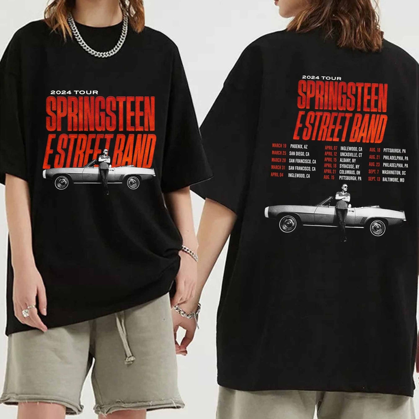 Bruce Springsteen & The E Street Band Rescheduled US Tour 2024 Double Sided Shirt