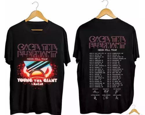 Cage the Elephant Neon Pill Tour 2024 Signature T-Shirt