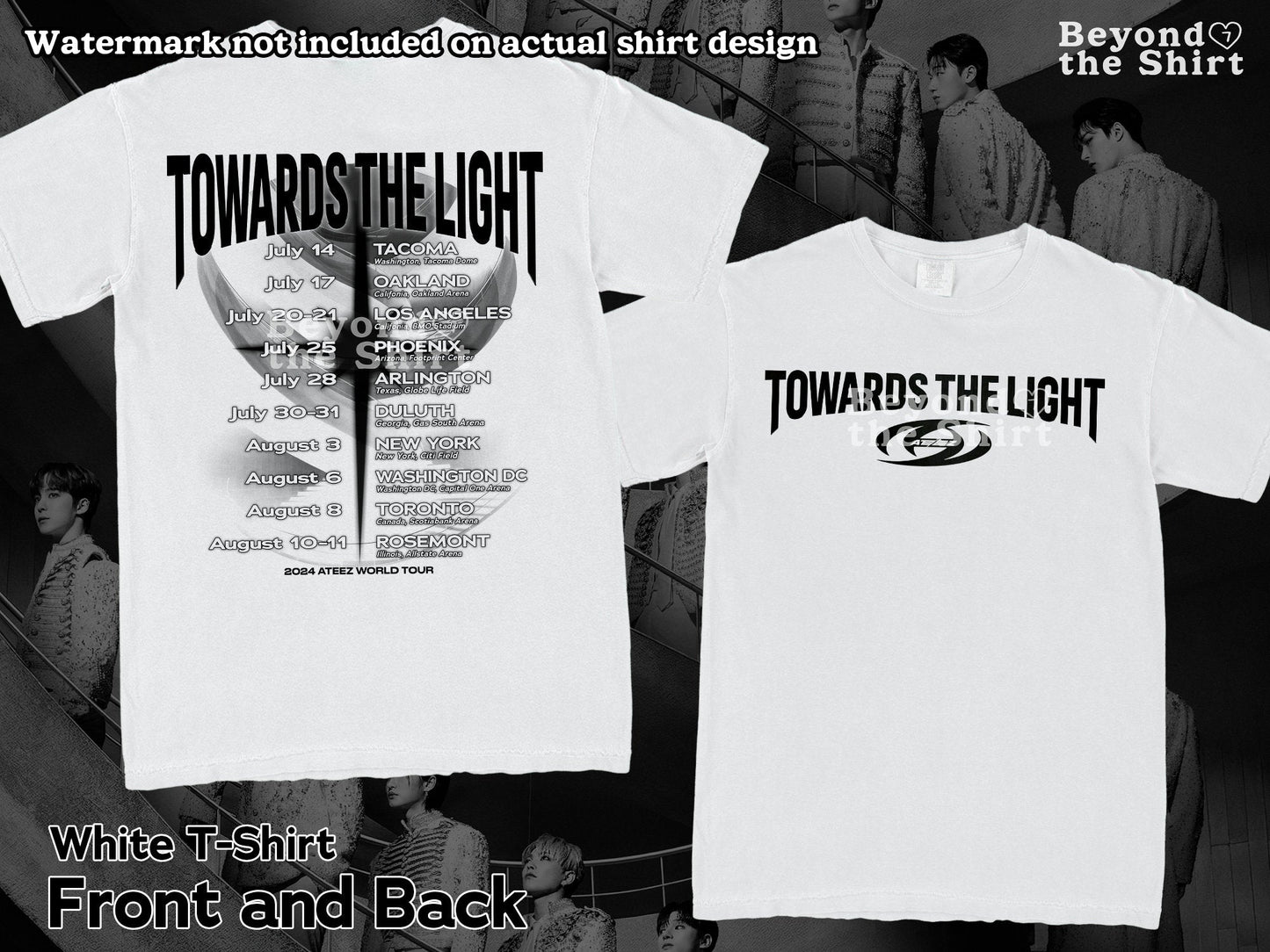 Ateez Towards the light world tour 2024 tshirt ateez tour shirt