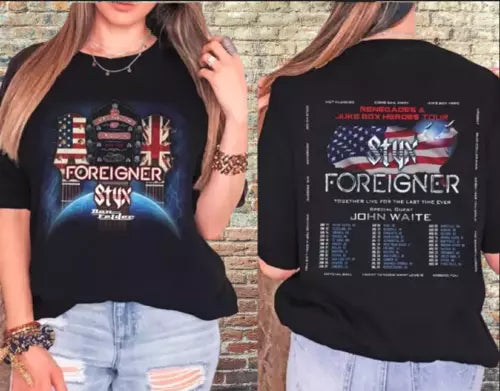 Styxs and Foreigner Summer 2024 Tour Shirt, Styxs and Foreigner Band
