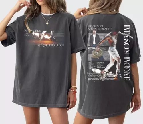 Benson Boone Fireworks and Rollerblades 2024 World Tour Shirt, Benson Boone Shir