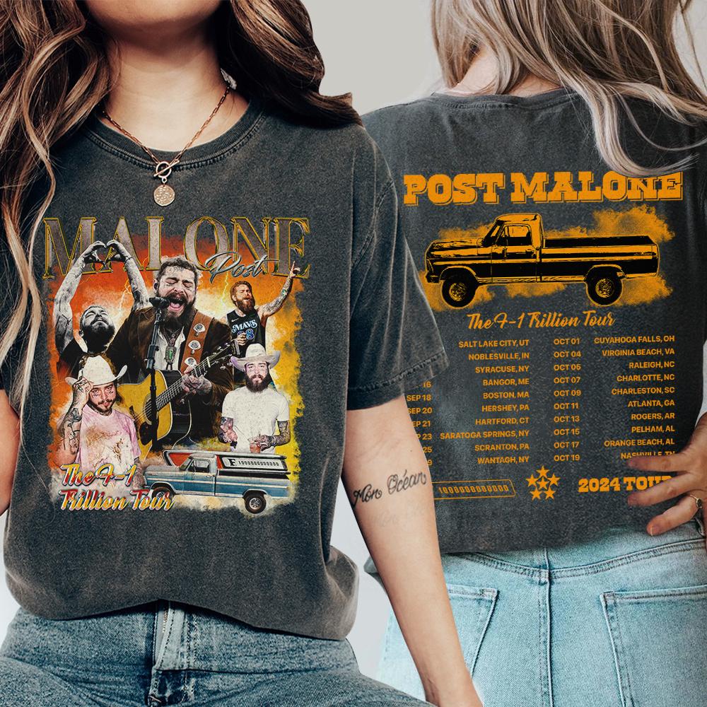 Post Malone Tour Shirt, Music 2 Sides Shirt Post Malone The F-1 Trillion 2024 Concert