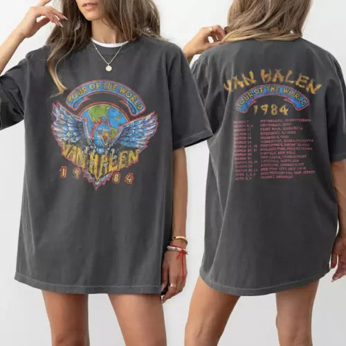Vintage 1984 van Tour Of The World For Men Women Unisex T-Shirt All Size
