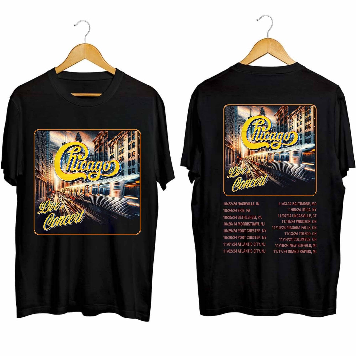 Chicago 2024 Tour Double Sided T-shirts, Chicago Band Fan Shirt