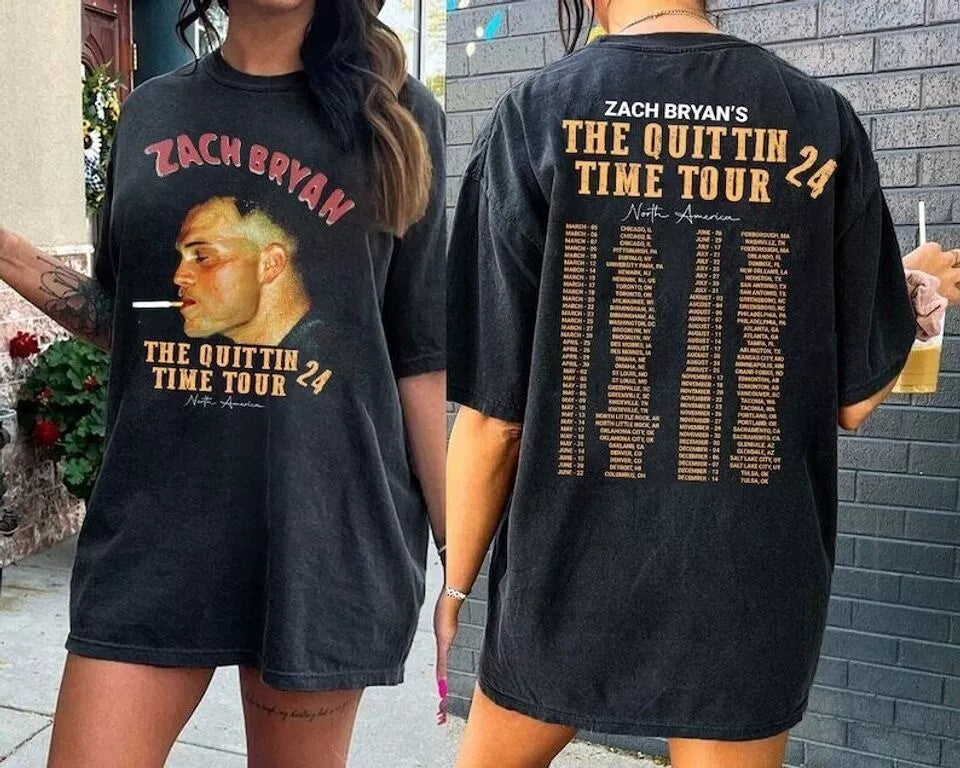 Zach concert 2024, The Quittin Time 2024 Tour Tracklist, Graphic Bryan's T Shirt