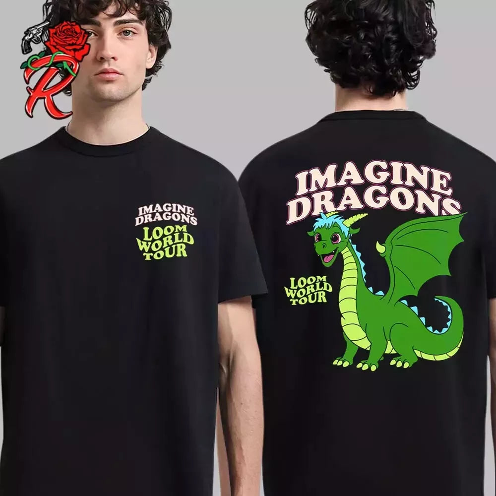 Imagine Dragons Loom World Tour 2024 Cartoon Unisex Black T-Shirt