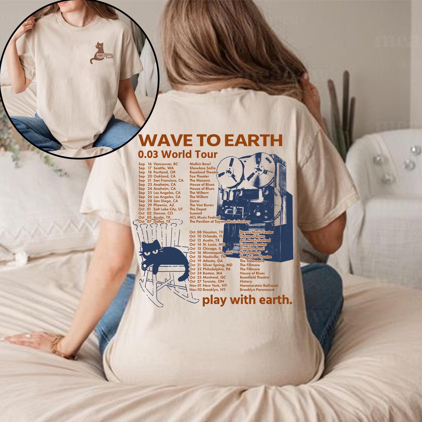 Wave To Earth 0.03 Tour 2024 Double Sided T-shirt, Wave To Earth Kpop Merch