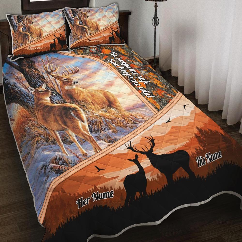Bed Sets: Customizable Bedroom Sets With Personalized Deer Hunting Quilt Bedding Set 3pcs