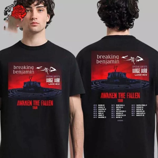 Breaking Benjamin Awaken The Fallen Tour 2025 Schedule Tour Date List T-Shirt