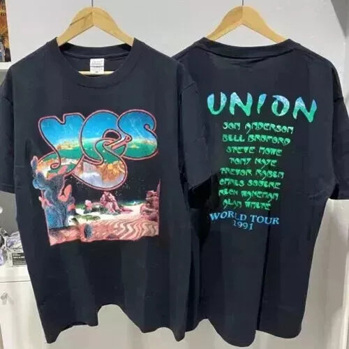 1991 YES Band Union World Tour 2 Side Cotton Unisex T-shirt