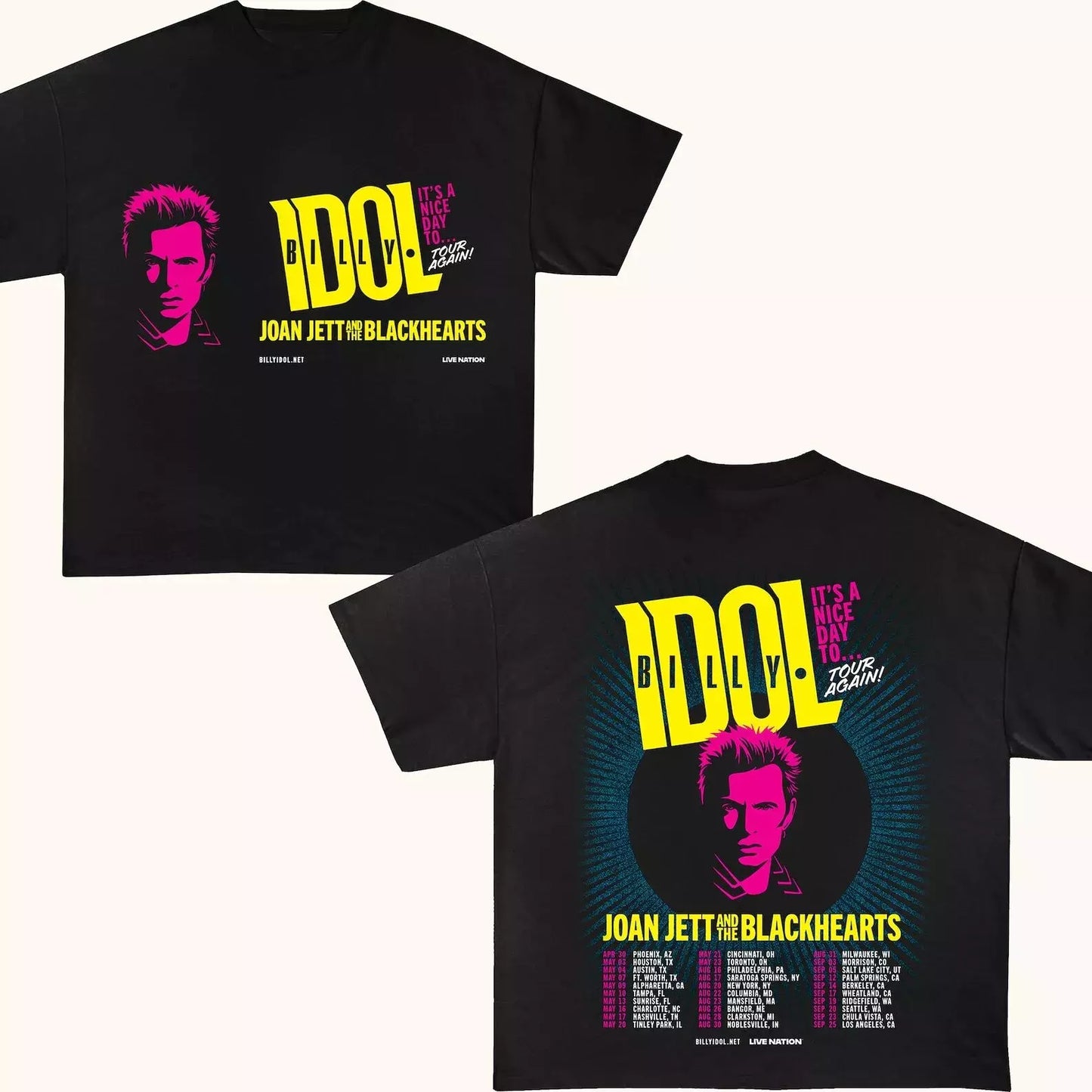 Billy Idol Tour 2025 Joan Jett And The Blackhearts 2-sided T Shirt