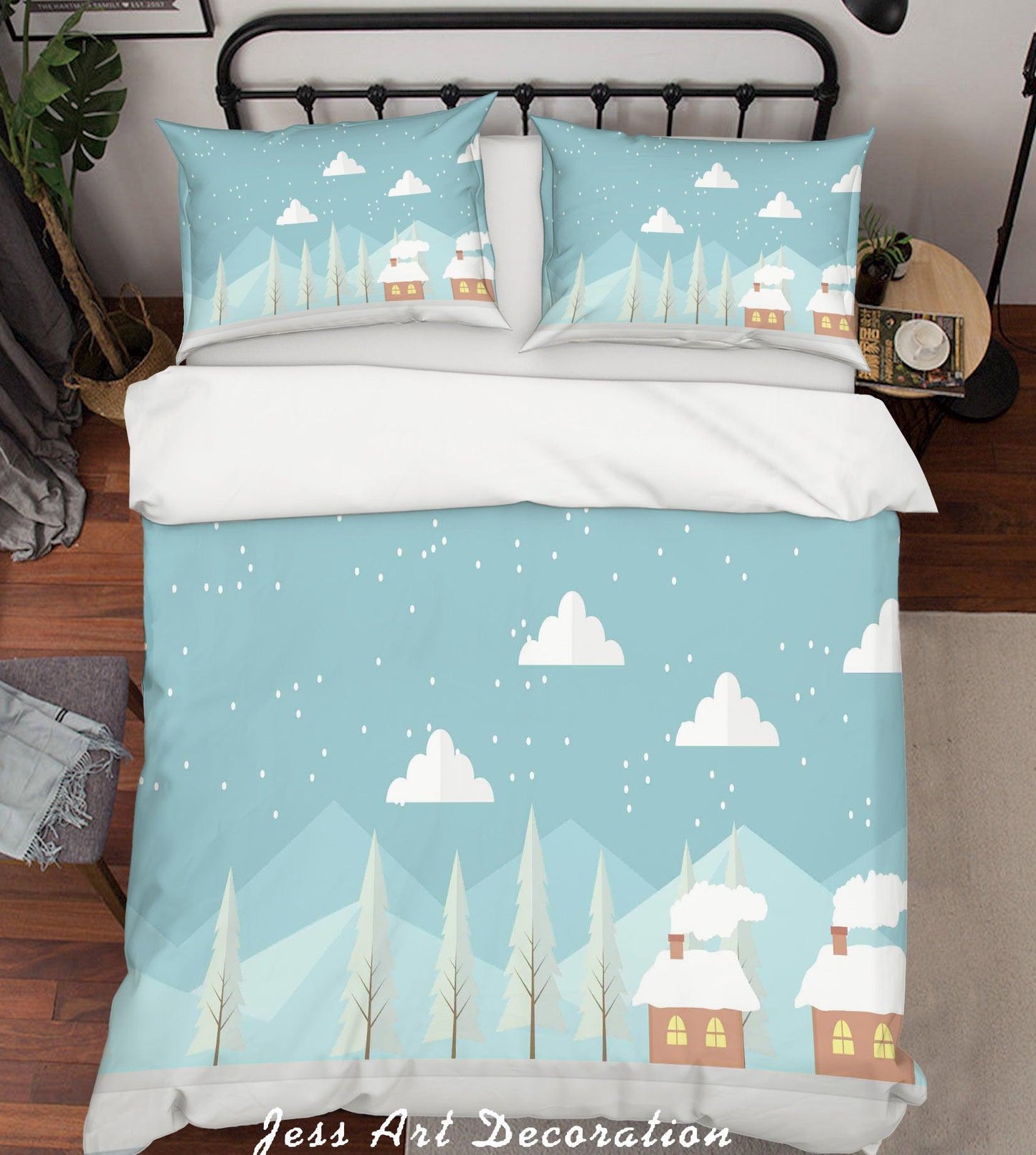 3D Cartoon Green Plants Quilt Cover Set Bedding Set Pillowcases 96