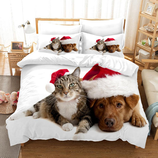 3D Animal Christmas Quilt Cover Set Bedding Set Duvet Cover Pillowcases WJ 1649