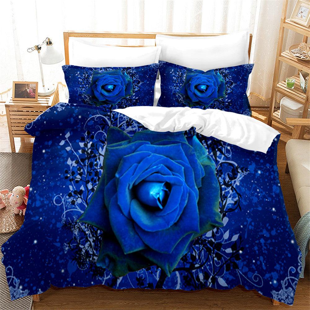 3D Blue Rose Floral Quilt Cover Set Bedding Set Duvet Cover Pillowcases 171