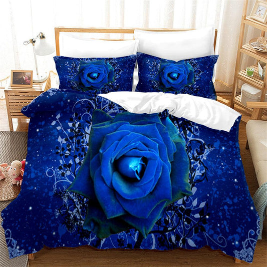 3D Blue Rose Floral Quilt Cover Set Bedding Set Duvet Cover Pillowcases 171