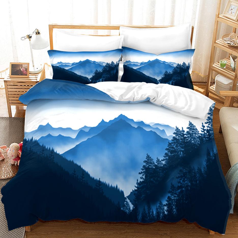 3D Blue Forest Mountain Nature Landscape Quilt Cover Set Bedding Set Duvet Cover Pillowcases 29