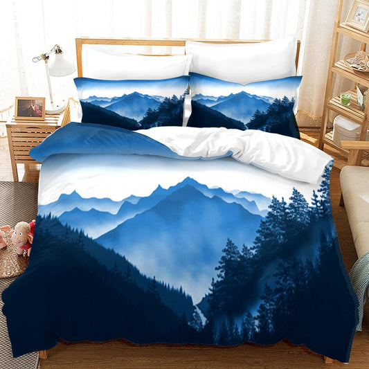 3D Blue Forest Mountain Nature Landscape Quilt Cover Set Bedding Set Duvet Cover Pillowcases 29