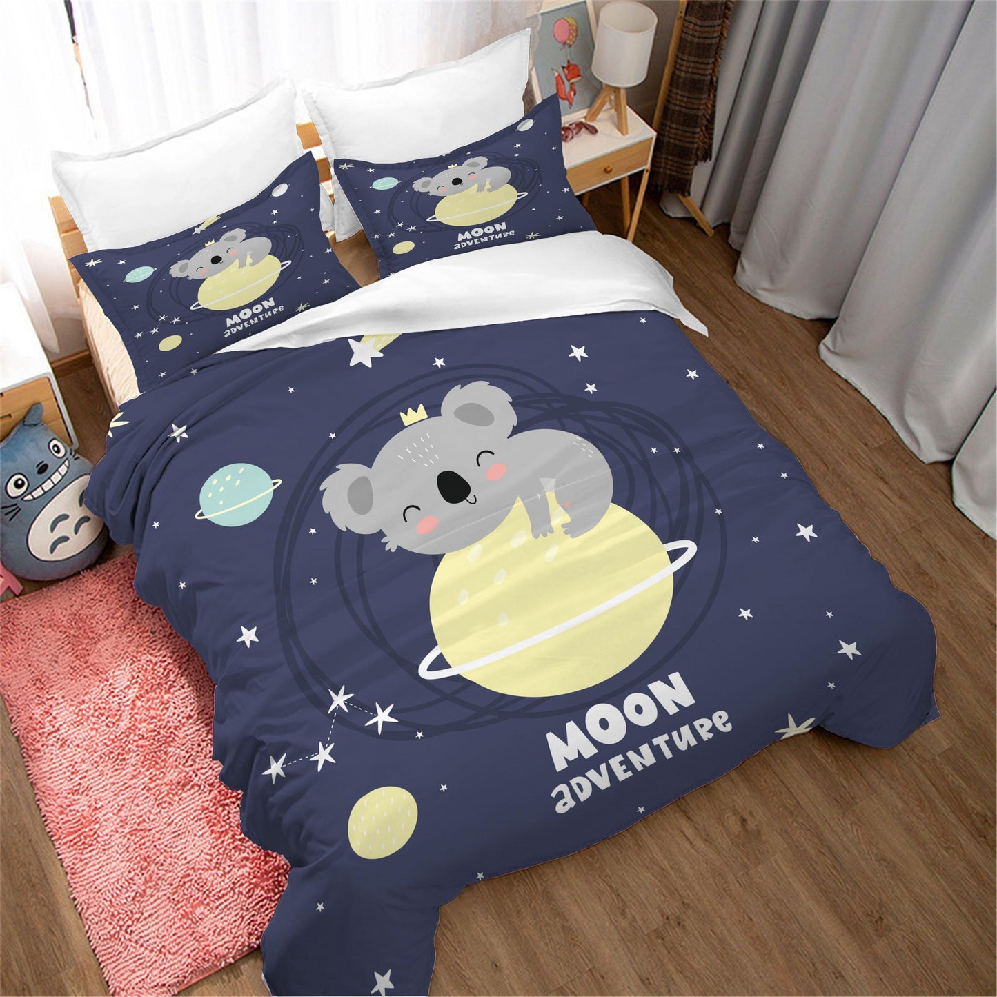 3D Cartoon Animal Koala Space Planet Quilt Cover Set Bedding Set Duvet Cover Pillowcases 3