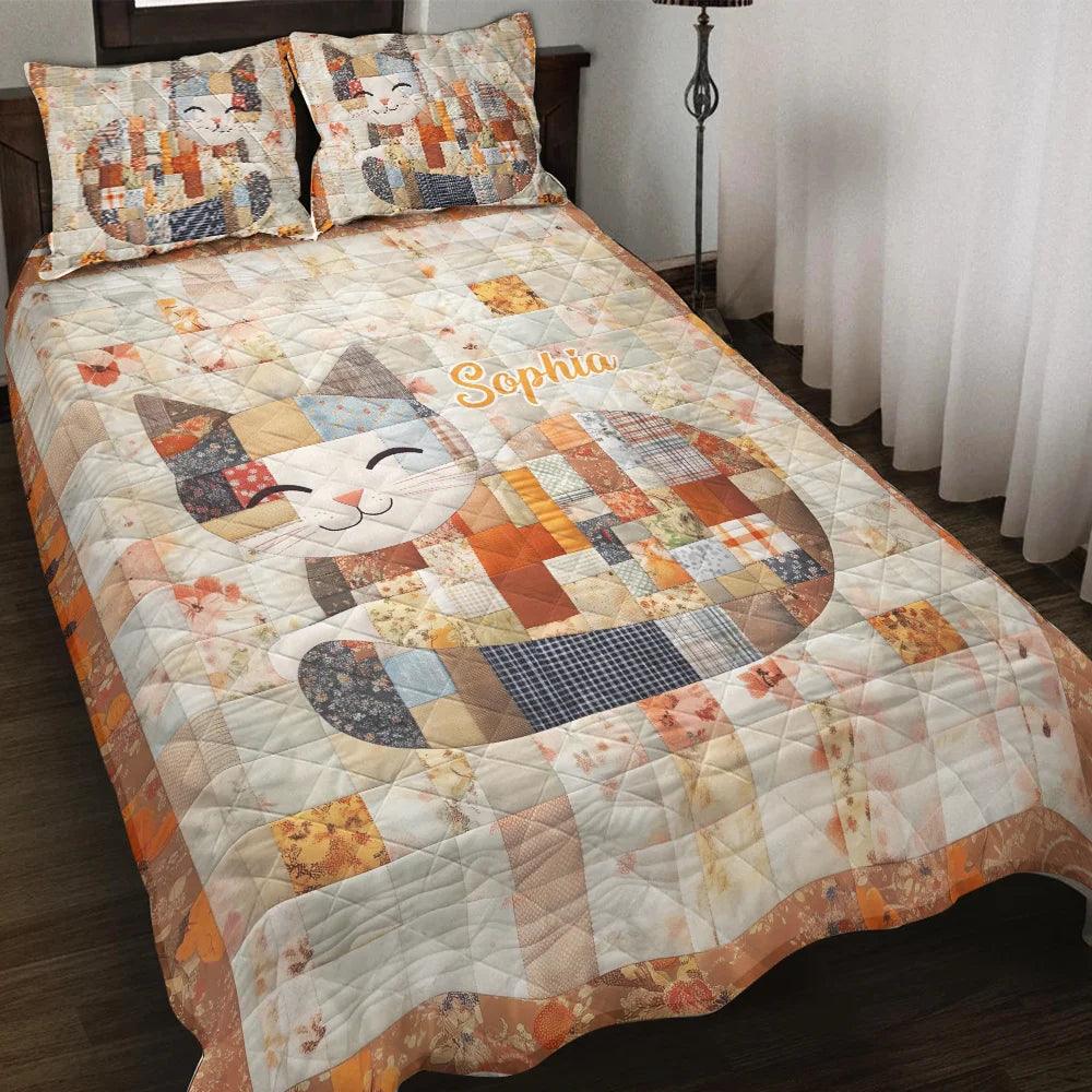 Cozy Cute Cat – Personalized Cat Quilt Bedding Set