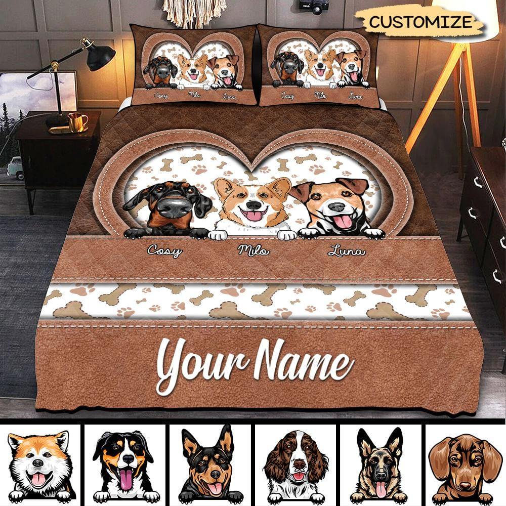 Custom Dog Gifts For Owners Personalized 3pcs Quilt Bedding Set For Dog And Cat Lovers