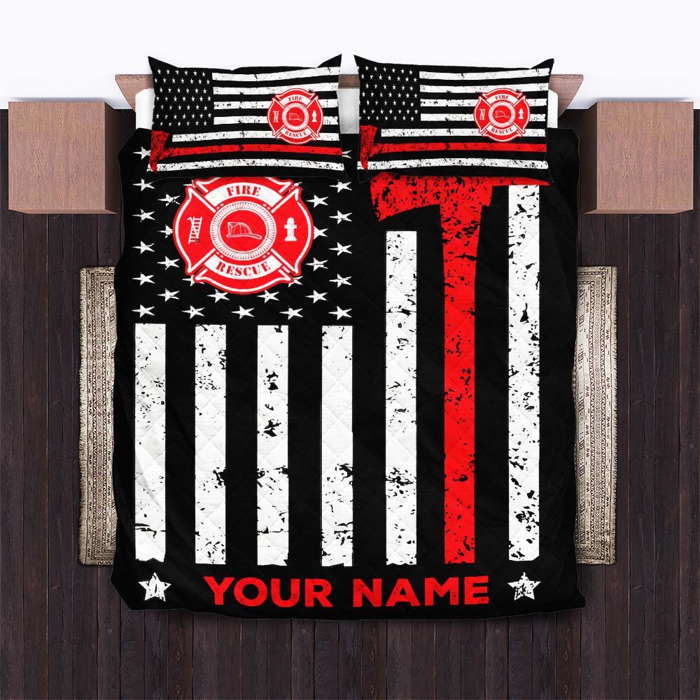 Custom Personalized Fire Academy Graduation Quilt Bedding Sets – Unique 3pcs Firefighter Comfort