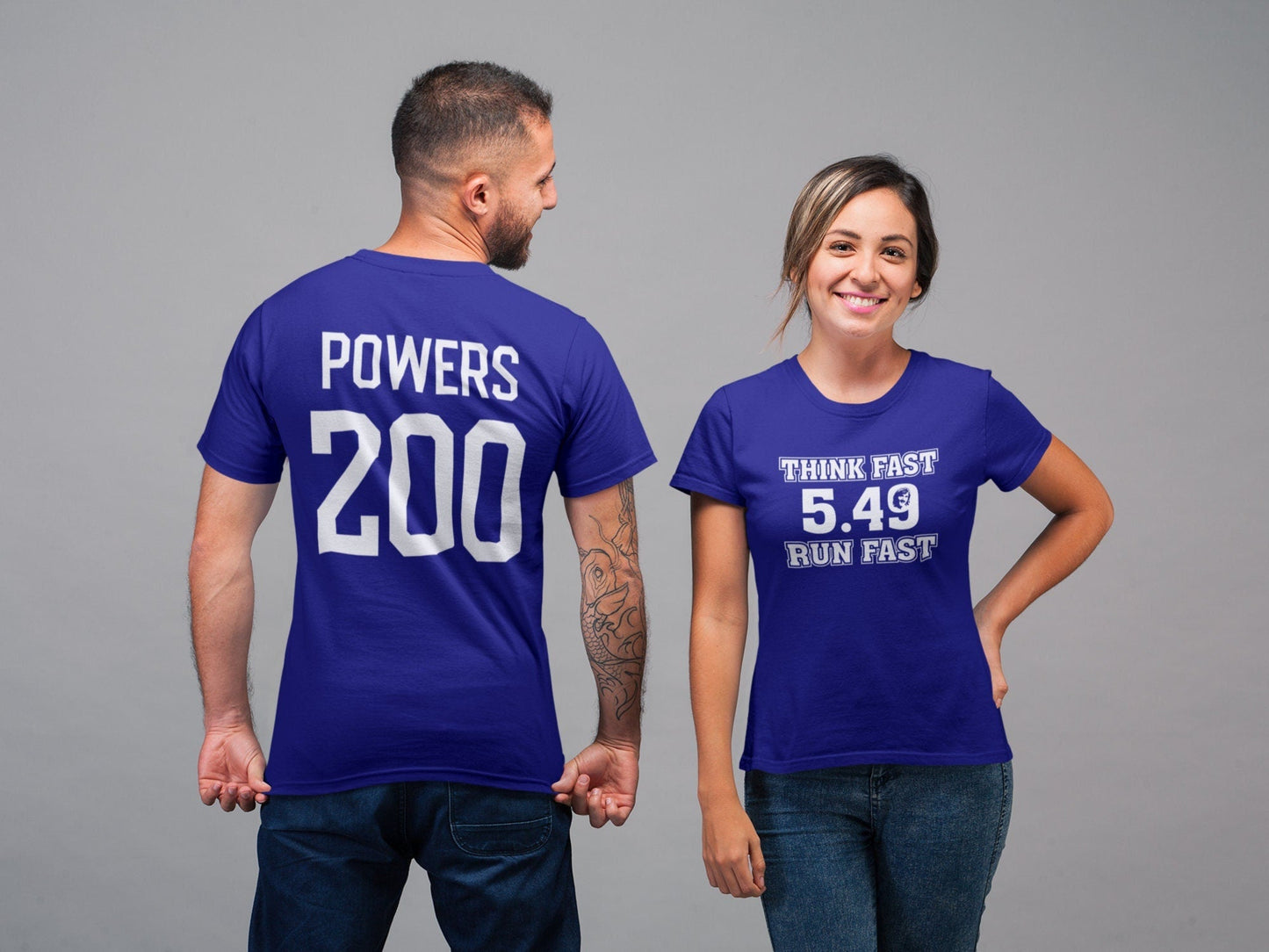 Think Fast Run Fast 5.49 Shirt, Chad Powers Double Sided T-shirt