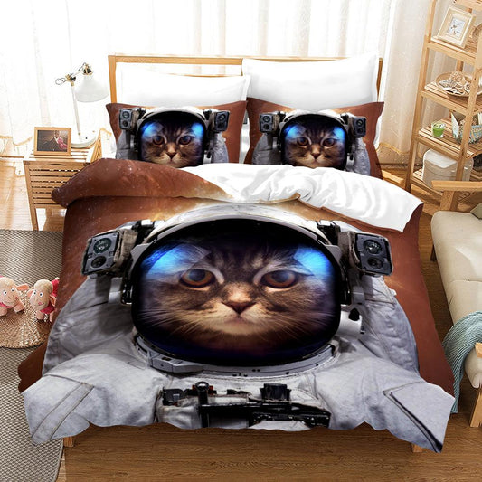 3D Astronaut Cat Quilt Cover Set Bedding Set Pillowcases 53