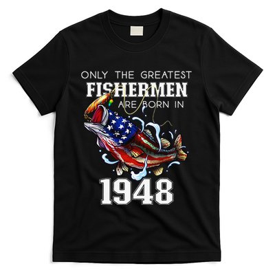 75th Birthday 1948 Fisherman Bass Fishing 75 Year Old T-Shirt