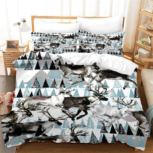3D Abstract Triangle Elk Quilt Cover Set Bedding Set Duvet Cover Pillowcases 106