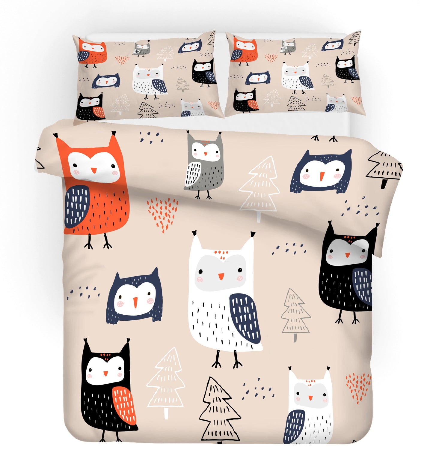 3D Cartoon Owl Pine Quilt Cover Set Bedding Set Duvet Cover Pillowcases SF75