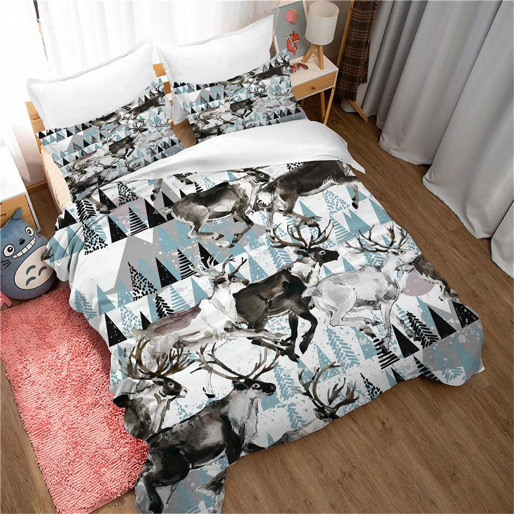 3D Abstract Triangle Elk Quilt Cover Set Bedding Set Duvet Cover Pillowcases 106