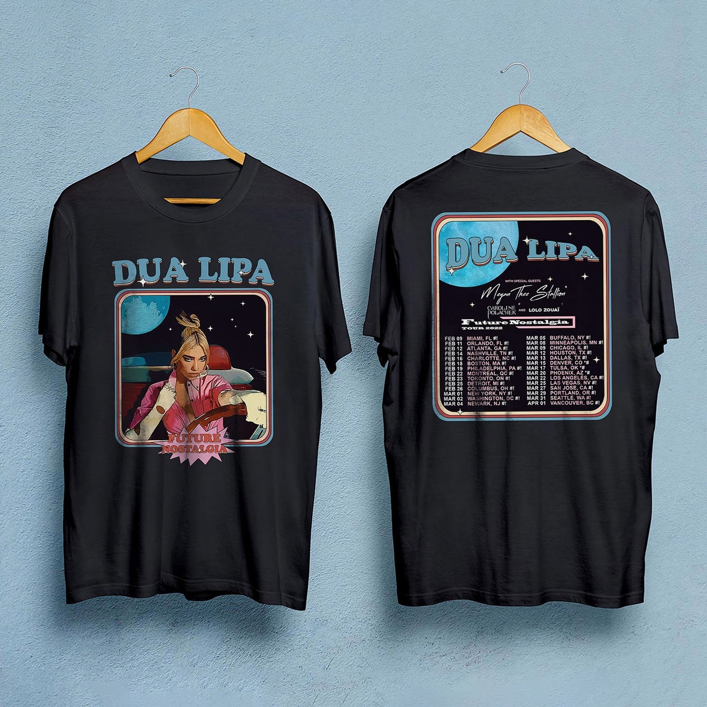 Dua Lipa Future Nostalgia Tour 202 Double sided tshirt