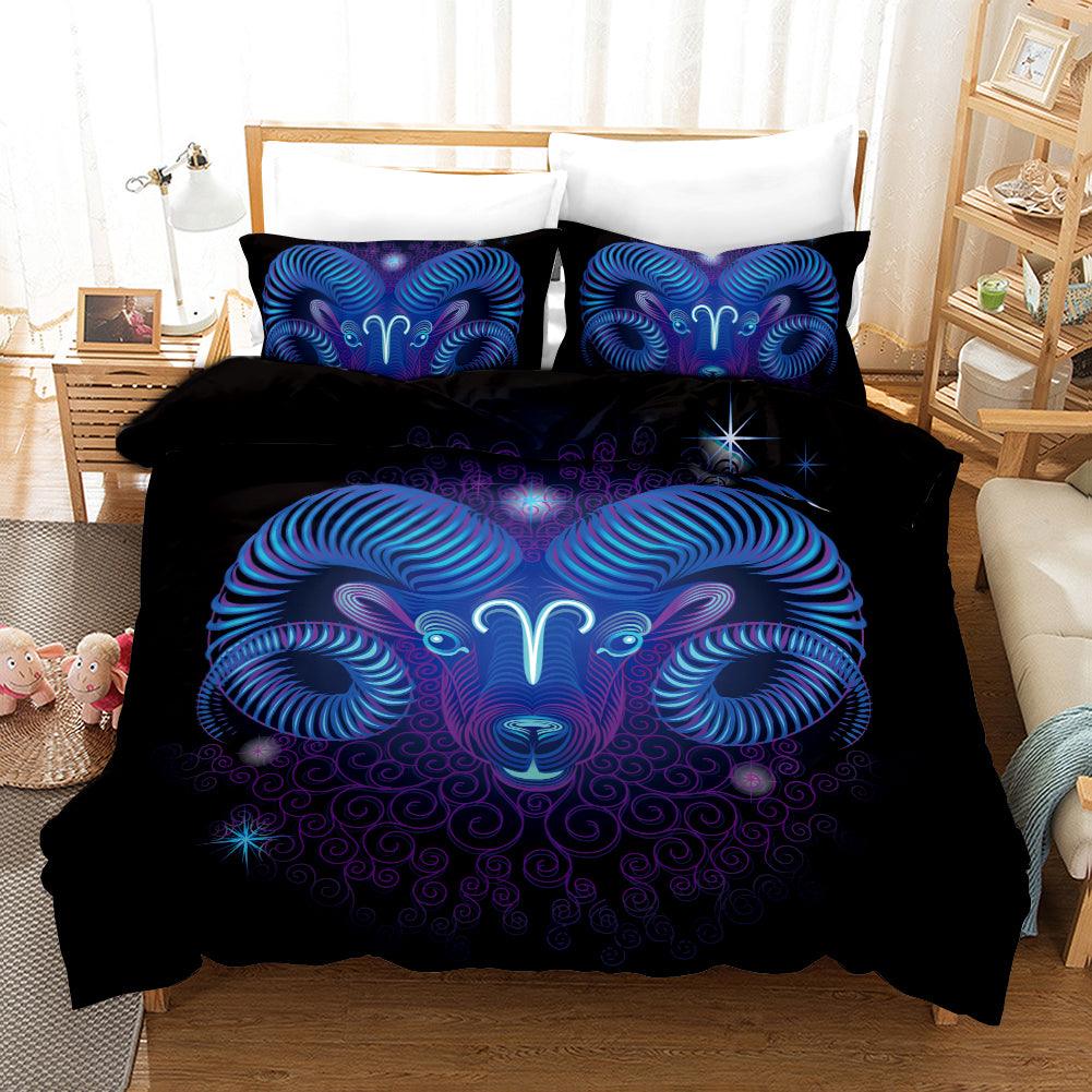 3D Aries Dark Blue Quilt Cover Set Bedding Set Pillowcases 186