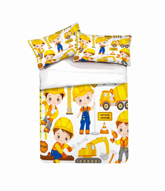 3D Cartoon Engineer Truck Quilt Cover Set Bedding Set Pillowcases 86
